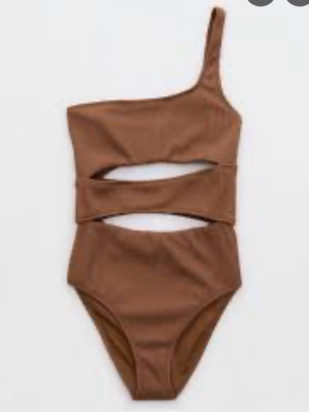 Aerie Crinkle Cut Out One Shoulder One Piece Swimsuit size large